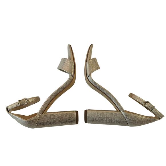 Sam Edelman Yaro Jute Gold Metallic Ankle Strap Heel Sandals Size 5 - Picture 5 of 8